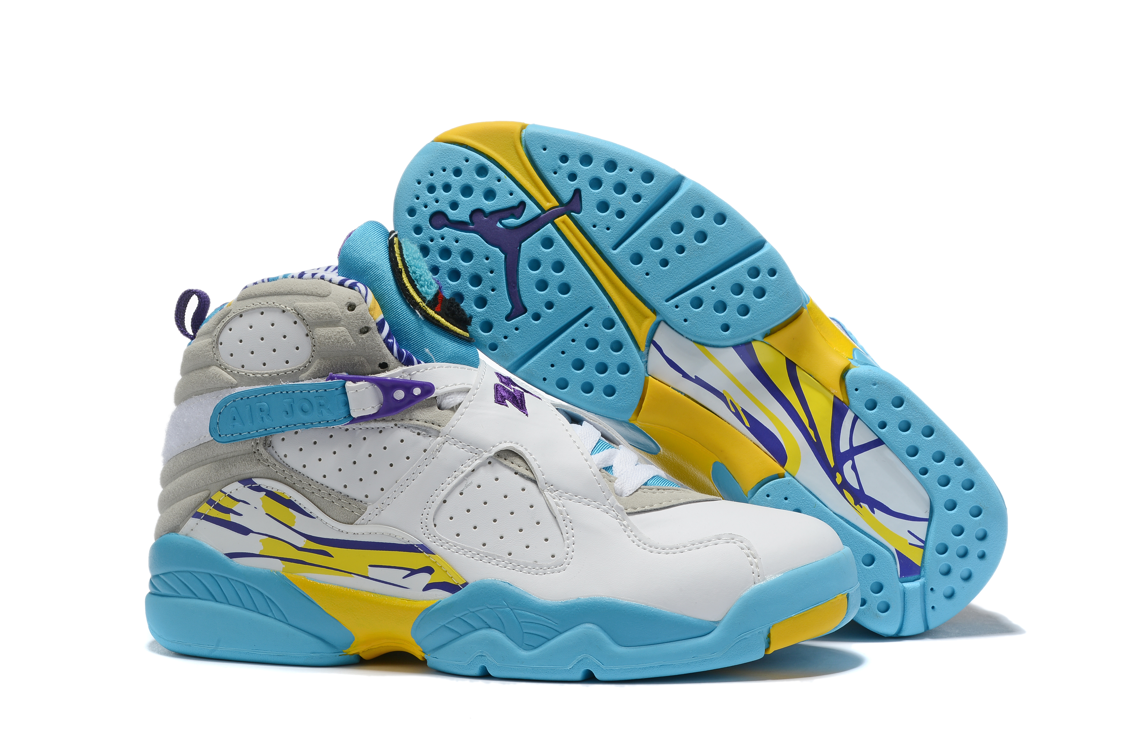 2019 Air Jordan 8 White Jade Blue Grey Yellow Shoes 2019 Air Jordan 8 White Jade Blue Grey Yellow Shoes